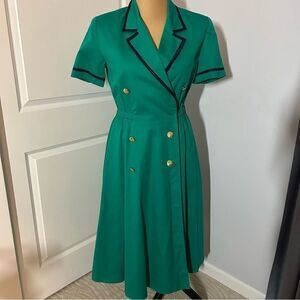 J.G. Hook Vintage Cotton Green Buttoned Maxi Dress
